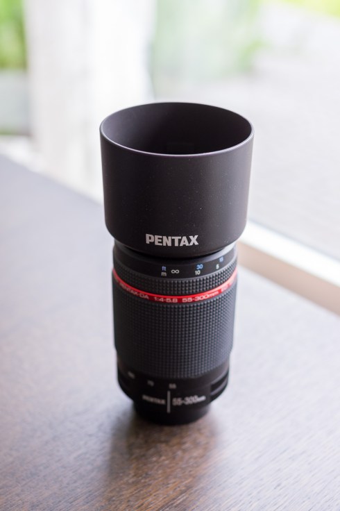 The Pentax HD DA 55-300 WR zoom lens.
