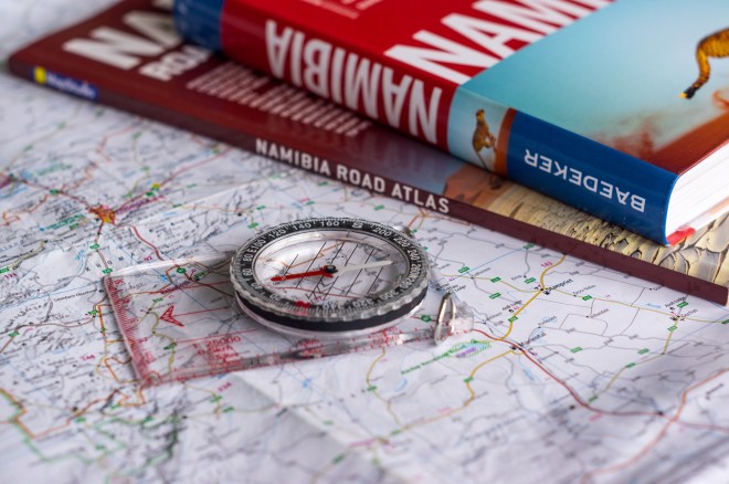 Route planning for our holiday in Namibia.