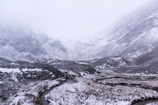 Horrible weather in Corrie Fee, Scotland.