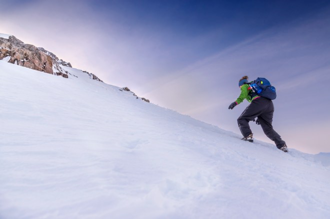 Climbing Buachaille Etive Mór in Glen Coe, Scotland.